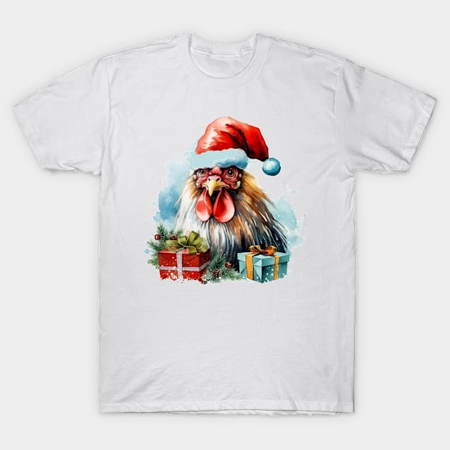 Chicken Hen Celebrate Christmas with Gift T-Shirt by creativedn7